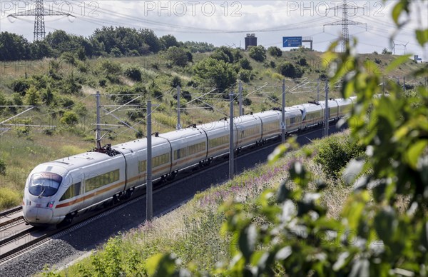 An ICE T on the high-speed line for ICE trains near Ichtershausen. The new Leipzig Erfurt line is a high-speed railway line between Erfurt and Nuremberg, 19 June 2018