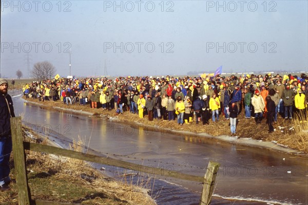 DEU, Germany, Dortmund: Personalities from politics, business and culture from the years 1965-90 Itzehoe. Demonstration against Brokdorf nuclear power plant 19.2.77, Europe