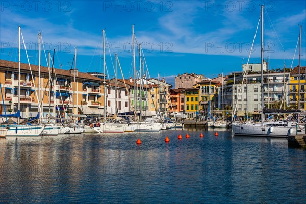 Sailing boats in the harbour, island of the lagoon town of Grado, north coast of the Adriatic Sea, Friuli, Italy, Grado, Friuli, Italy, Europe