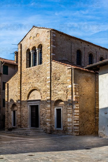 Santa Maria delle Grazie with forecourt, island of Grado, north coast of the Adriatic Sea, Friuli, Italy, Grado, Friuli, Italy, Europe