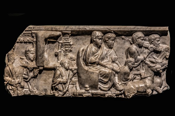 Relief with procession scene, 4th century, National Archaeological Museum, Villa Cassis Faraone, UNESCO World Heritage Site, important city in the Roman Empire, Friuli, Italy, Aquileia, Friuli, Italy, Europe