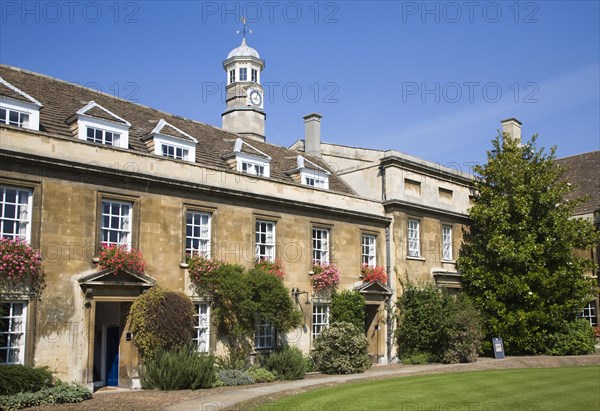 Historic First Court building and lawn, Christ's College, University of Cambridge, England, United Kingdom, Europe