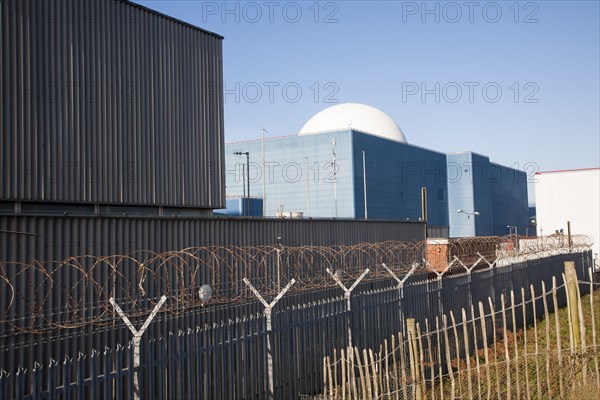 White dome of pressurised water reactor PWR of Sizewell A nuclear power station, near Leiston, Suffolk, England, United Kingdom, Europe