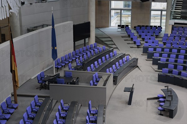 Empty plenary chamber in the German Bundestag, Berlin, 19/02/2024