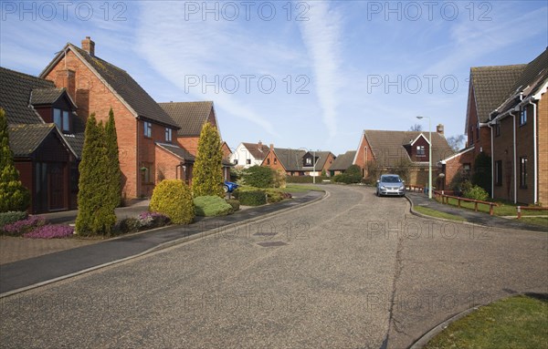 Detached houses in modern suburban housing estate, Martlesham, Suffolk, England, United Kingdom, Europe