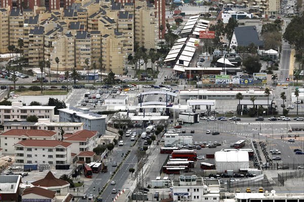 View of Gibraltar airport and the border crossing to Spain, 14/02/2019