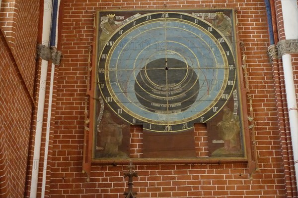 Astronomical clock face, Doberan Minster, former Cistercian monastery, Bad Doberan, Mecklenburg-Western Pomerania, Germany, Europe