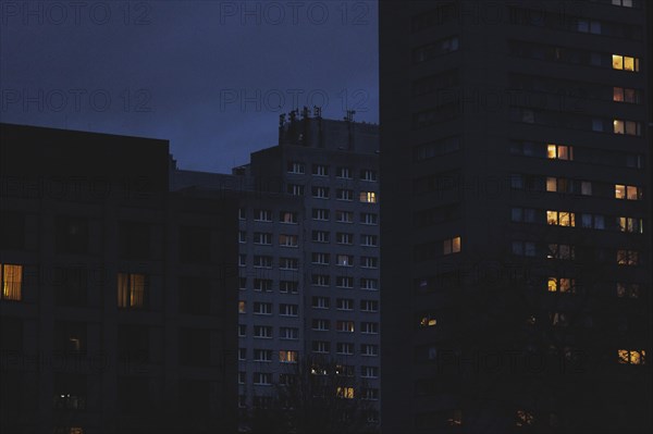 Light burning in a block of flats in Berlin, 20/02/2024