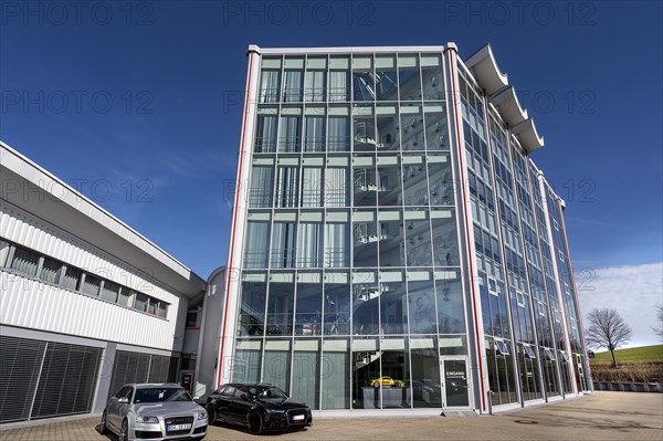 Glass facade, Abt Sportsline GmbH, Kempten, Bavaria, Allgaeu, Germany, Europe