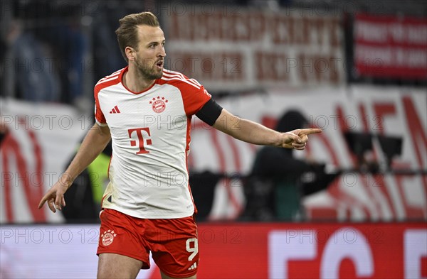 Goal celebration, cheering, Harry Kane FC Bayern Munich FCB (09) Allianz Arena, Munich, Bavaria, Germany, Europe