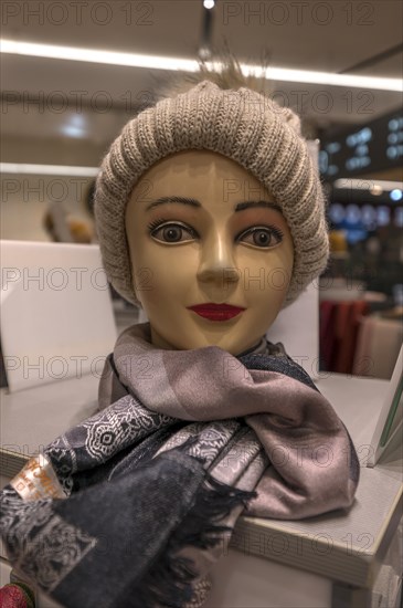 Mannequin with knitted hat, Bavaria, Germany, Europe