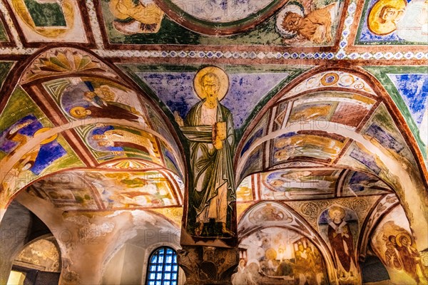 Crypt of frescoes from the 9th century under the main altar, Cripta degli Affreschi, Basilica of Aquileia from the 11th century, largest floor mosaic of the Western Roman Empire, UNESCO World Heritage Site, important city in the Roman Empire, Friuli, Italy, Aquileia, Friuli, Italy, Europe