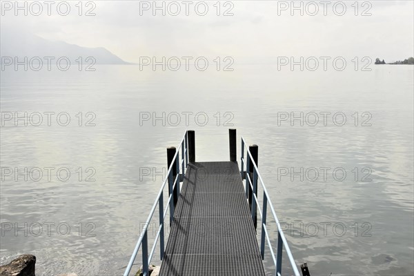 Jetty, Lake Geneva, Montreux, Canton of Vaud, Switzerland, Europe