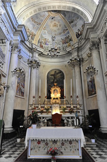 Ceiling painting, pilgrimage church, Renaissance church of San Biagio, architect Antonio da Sangallo, built 1519-1540, Montepulciano, Tuscany, Italy, Europe