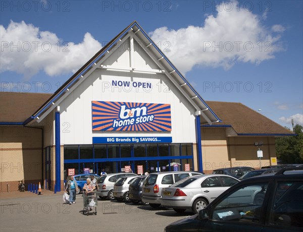 B&m home store now open sign, Copdock, Ipswich, England offering big brand savings