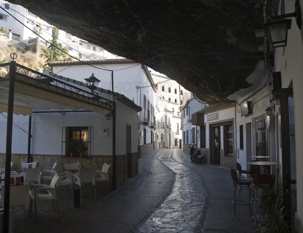 Buildings built with cave rock roof at Setenil de las Bodegas, Cadiz province, Spain, Europe