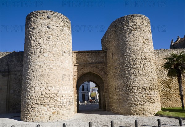 Puerta de Almocabar fortifications historic city walls Ronda, Malaga province, Spain, Europe