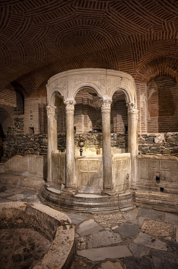 Interior view of the crypt, remains of the Roman baths, Hagios Demetrios church, also known as Agios Dimtrios or Demetrios basilica, Thessaloniki, Macedonia, Greece, Europe