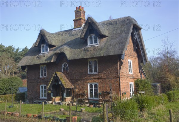 Large detached thatched house and garden, Sudbourne, Suffolk, England, United Kingdom, Europe