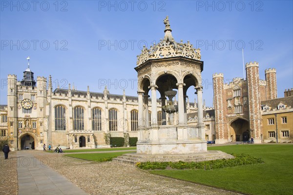 Trinity College courtyard, University of Cambridge, Cambridgeshire, England, United Kingdom, Europe