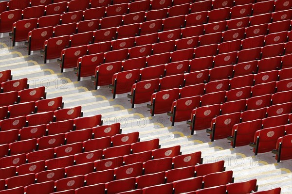 Red seats at Liverpool FC's Anfield Stadium, 02/03/2019