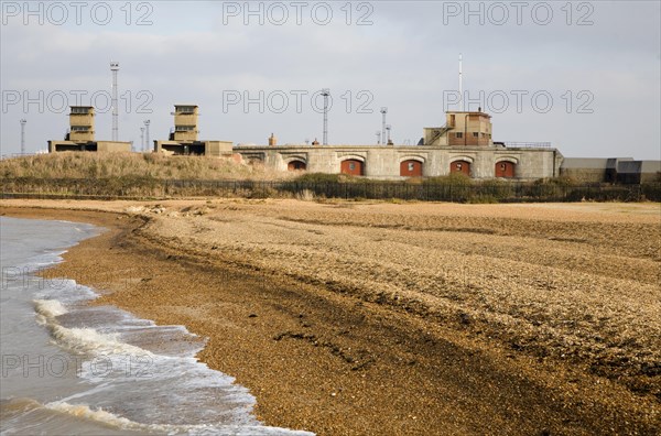 Military defences from Napoleonic war and two world wars at Landguard Fort, Felixstowe, Suffolk, England, United Kingdom, Europe