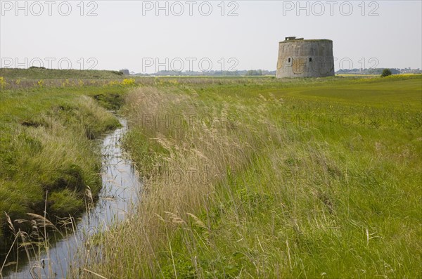 Martello tower stands in field at Alderton, Suffolk, England, United Kingdom, Europe