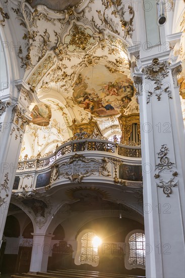 Pilgrimage church, interior view, Andechs Monastery, Fuenfseenland, Pfaffenwinkel, Upper Bavaria, Bavaria, Germany, Europe