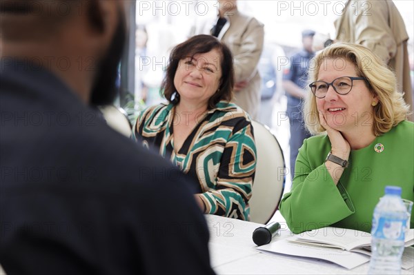 Baerbel Kofler and Svenja Schulze (SPD), Federal Minister for Economic Cooperation and Development, at the opening of a new Migrant Resource Centre, Nyanya, 06.02.2024. Photographed on behalf of the Federal Ministry for Economic Cooperation and Development