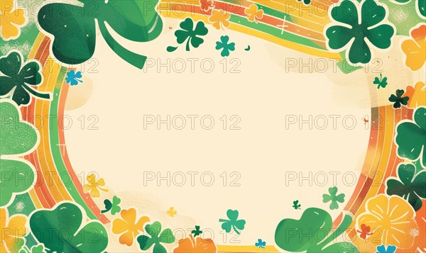 St. Patrick's Day decorative border with clovers on a vintage textured background AI generated