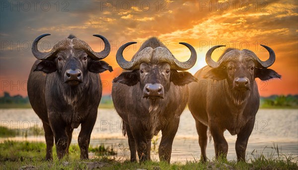 AI generated, African cape buffalo, (Synerus caffer)