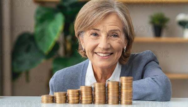 AI generated, A pensioner is happy about his nest egg savings