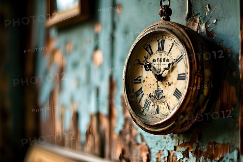 Old pendulum wall clock peeling paint rust textures showcasing ...