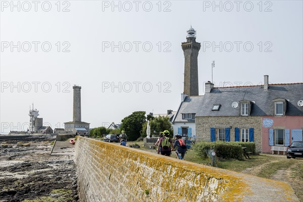 Lighthouses on the coast, Phare d'Eckmuehl, Penmarch, Finistere, Brittany, France, Europe