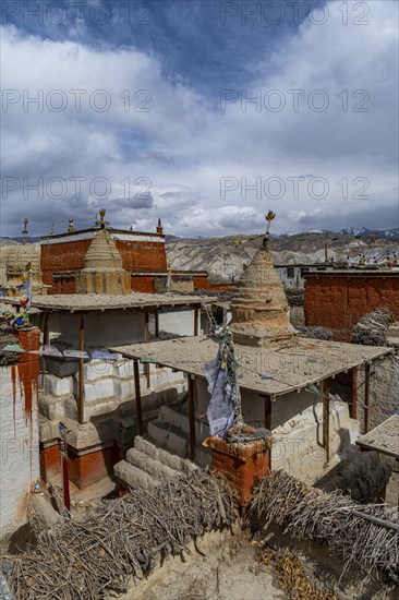 Stupas (chsrten) in Lo-Manthang village, Kingdom of Mustang, Nepal, Asia