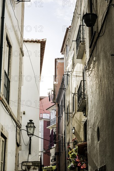 Alley with old buildings in the city centre, old town, capital, Lisbon, Portugal, Europe