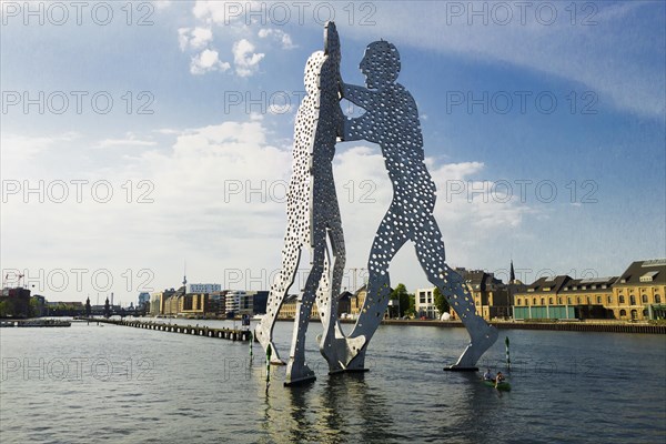 Molecule man on the Spree, art, sculpture, monument, river, attraction, sightseeing, capital, Berlin, Germany, Europe