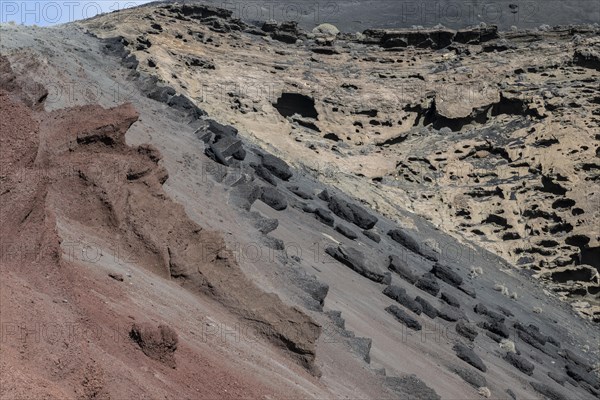 Volcanic rock formations, pattern, El Golfo, Lanzarote, Canary Islands, Spain, Europe