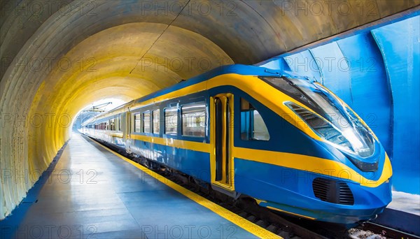 AI generated, A modern train in the tunnel, LeShuttle, Eurotunnel, France-London