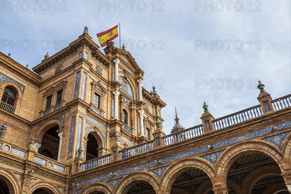 Close look of Plaza de Espana in Seville, Andalusia, Spain, Europe