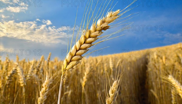 AI generated, A single ear of wheat in the cornfield, Wheat, Ear of wheat