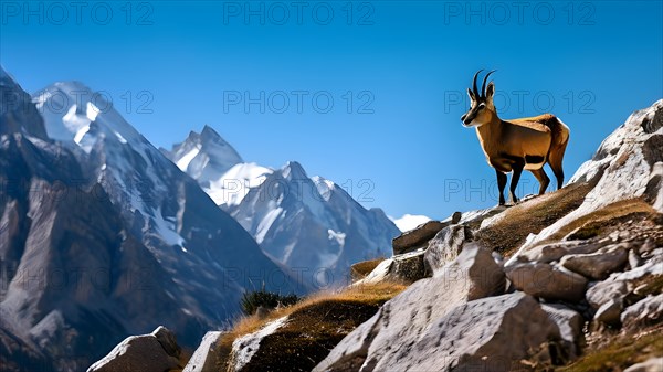 Chamois navigating steep rocky terrain showing agility and grace, AI generated