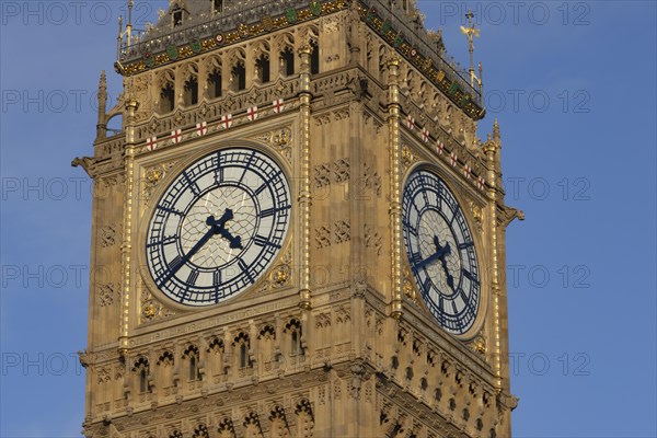 Big Ben or The Elizabeth Tower clock tower of the Palace of Westminster, City of London, England, United Kingdom, Europe