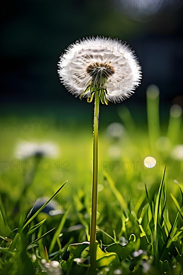 A lone dandelion standing tall, AI generated