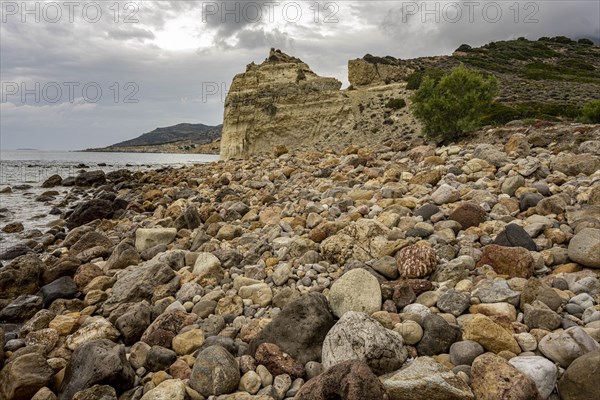 Beach with colourful stones near Malolo, Milos, Cyclades, Greece, Europe