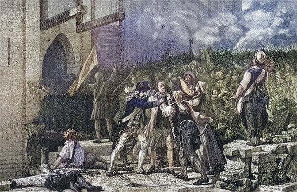 The capture of the Bastille, 14 July 1789, France, Historical, digitally restored reproduction from a 19th century original, Record date not stated, Europe