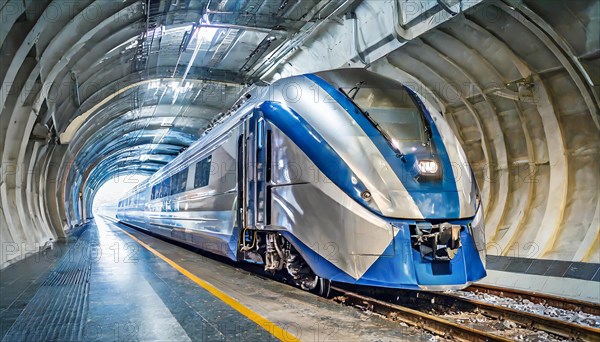 AI generated, A modern train in the tunnel, LeShuttle, Eurotunnel, France-London