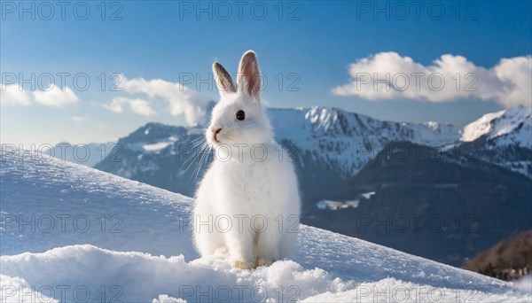 AI generated, A snow hare in winter, (lepus timidus)