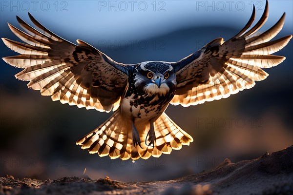 European nightjar caught mid flight wings fully extended, AI generated