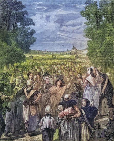 The woman march against Versailles, 5 October 1789, France, Historical, digitally restored reproduction from a 19th century original, Record date not stated, Europe